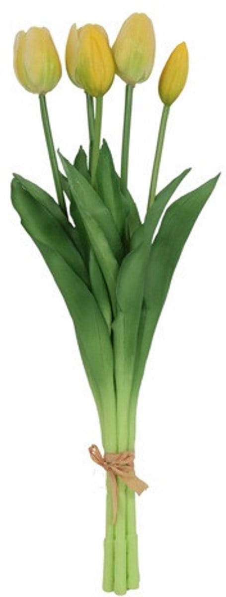 Kunstboeket Tulpen Lang - Kunstbloem Geel - 5 Stuks