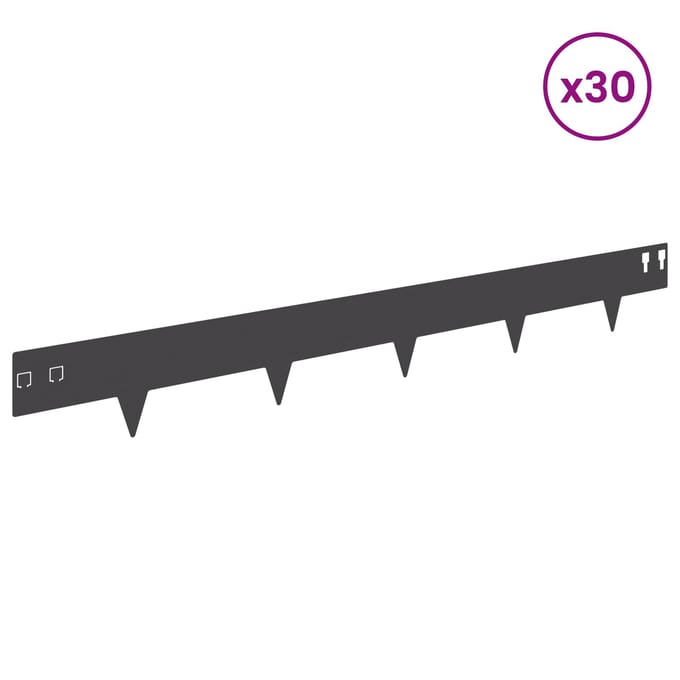 vidaXL - Gazonrand - 30 - st - 100 - x - 12 - cm - Staal - Zwart