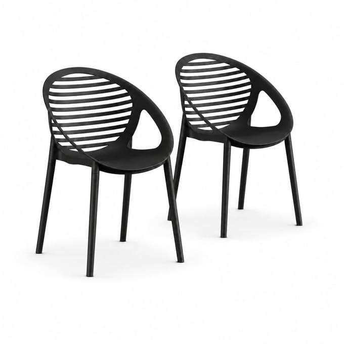 DS4U® - Stijn tuinstoel - Set van 2 - Zwart - Kunststof - Stapelbaar