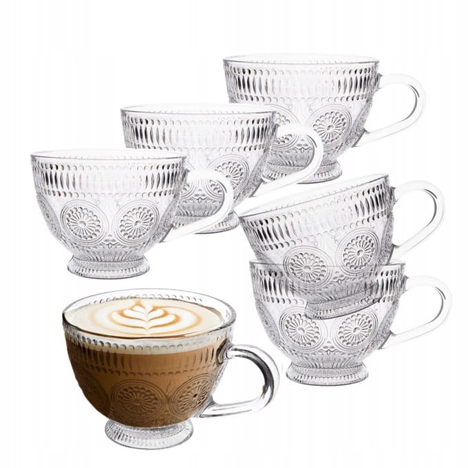Altom Design Daisy geglazuurde koffiekopjes - Set van 6, 430 ml