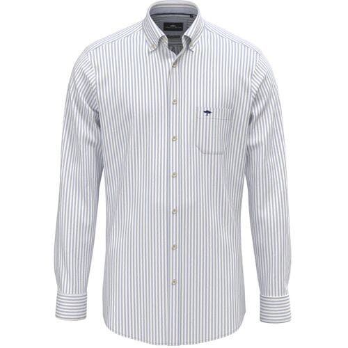 Fynch-Hatton Overhemd Poplin Stripe Button-Down Licht Blauw / male