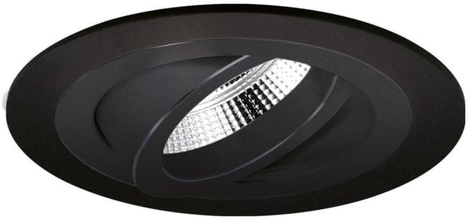 Modena - Inbouwspot Zwart Rond - Kantelbaar - 1 Lichtpunt - Ø 92mm