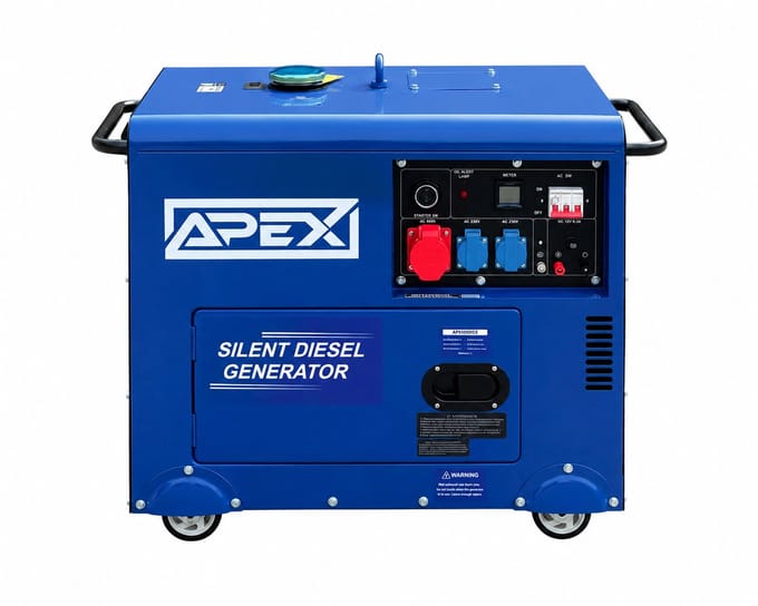 APEX AP6500DGS Stille Diesel Generator 6,5 kW – 230V/400V – Elektrische Start