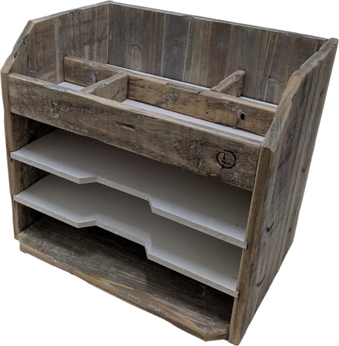 Robuuste bureau organizer van hout – stevige brievenhouder 35 cm | Inspiring Minds