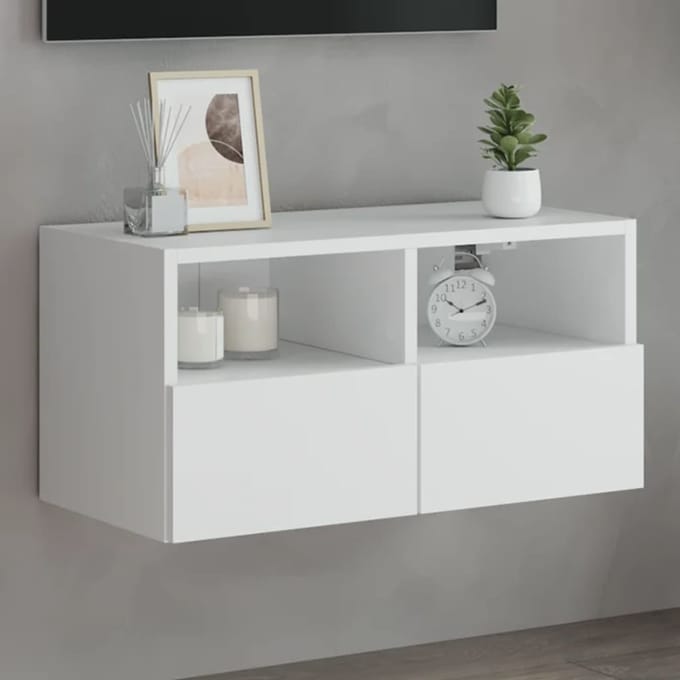 vidaXL - Tv-wandmeubel - 60x30x30 - cm - bewerkt - hout - wit