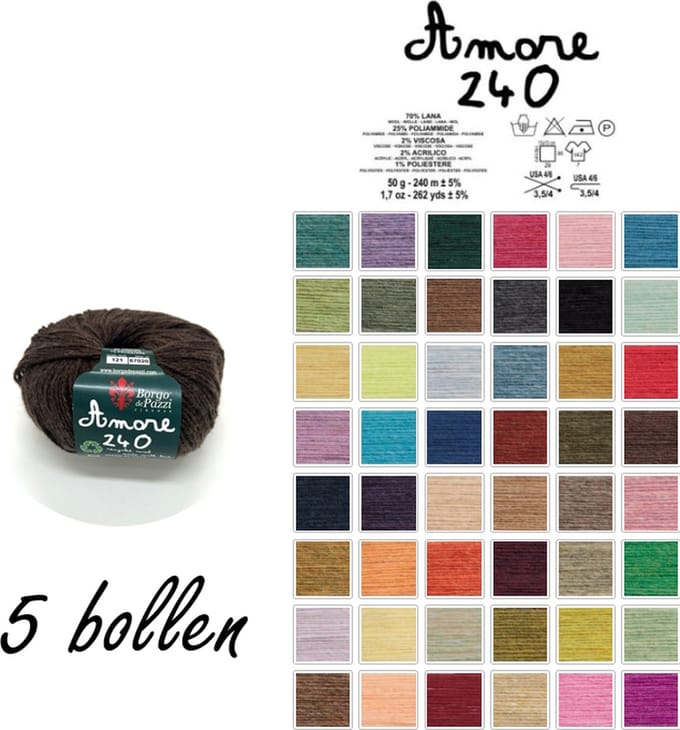 Borgo de Pazzi - Amore 240 - Bruin 121 - set van 5 bollen x 50 gram
