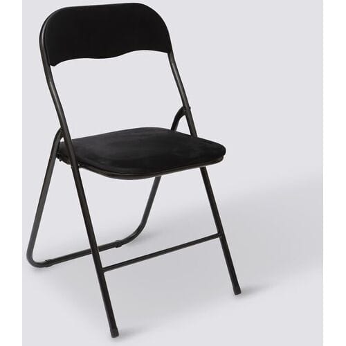 5five Vouwstoel Velours - Zwarte tuinstoel of extra bijzetstoel voor binnen en buiten, 44 x 48 x 79 cm