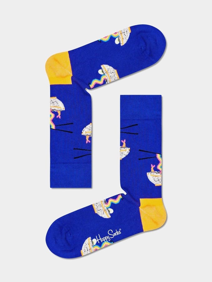 Happy Socks Rainbow Ramen Sokken violet (Blauw/geel) maat 41-46