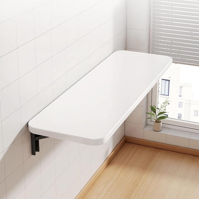 Opklapbare Wandtafel - Klaptafel Bureau - Ruimte Besparen - Stabiel Wandmontage - 40x30 cm - Wit