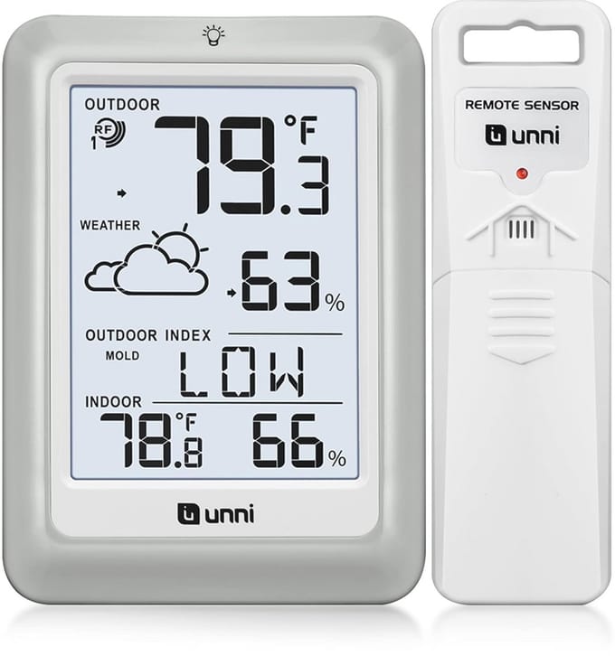 Draadloze Binnen Buiten Thermometer en Hygrometer met Afstandsbediening en Backlight Display