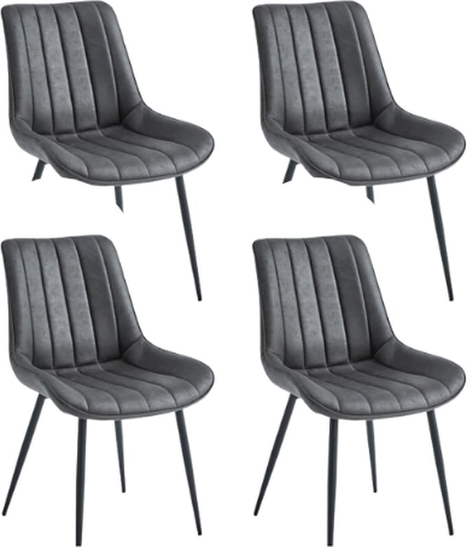 Colenis® - Verta Eetkamerstoel - Set Van 4 - Antraciet - Microfiber Stof - Industrieel
