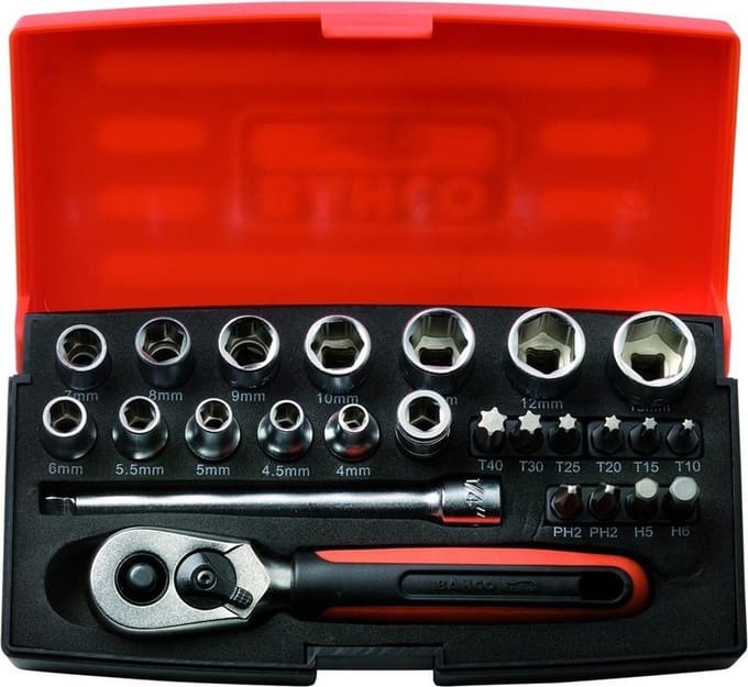Bahco SBSL25 25 delige doppenset in koffer - 1/4"