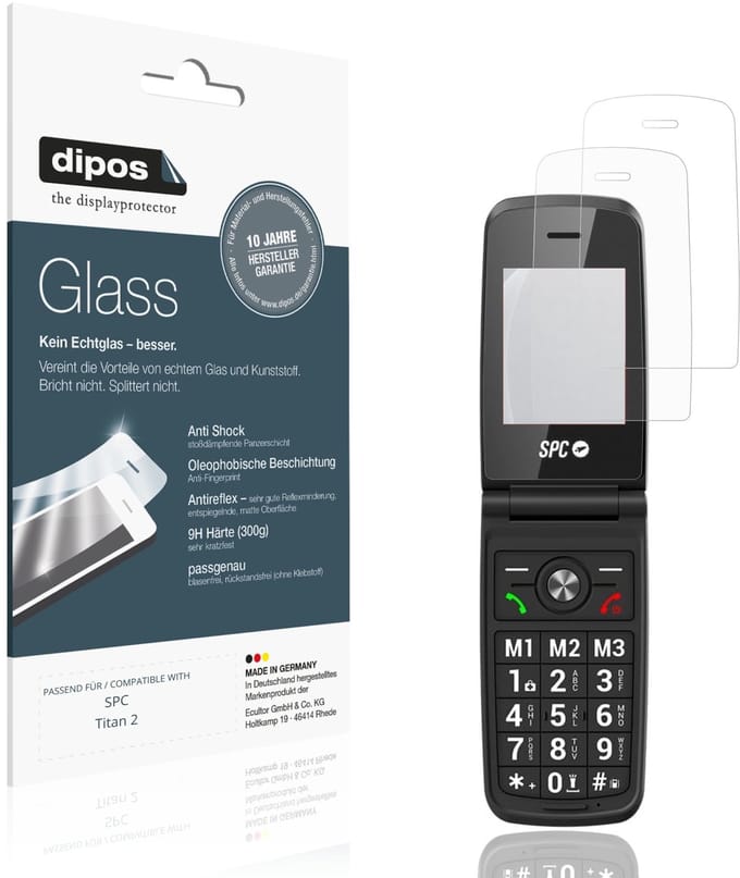 dipos – 2x Matte Pantserfolie geschikt voor SPC Titan 2 | 9H Screenprotector