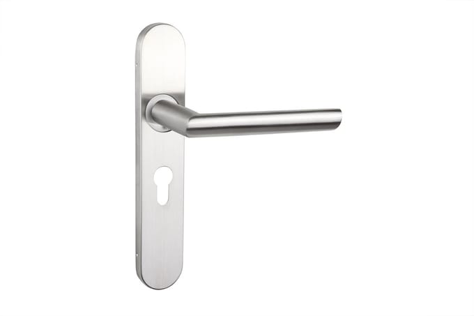 Lavuzo deurkruk Ragusa RVS met afgerond schild PC55 | Per set | Deurklink met schild