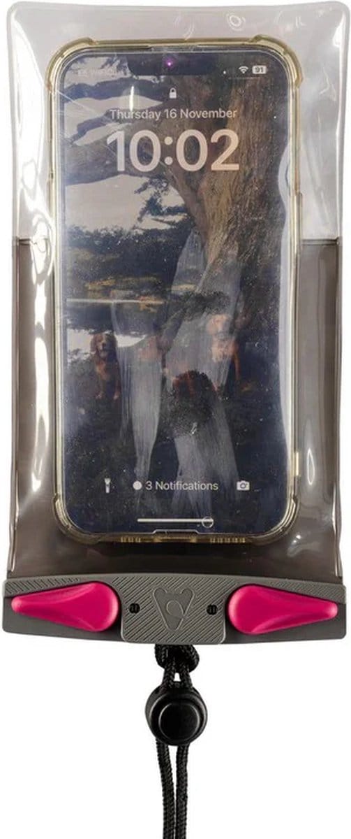 100% Waterdicht telefoonhoesje - IPX8 - Grijs/Roze - iPhone 13 Pro (Max) - iPhone 14 - iPhone 15 Pro (Max) - Google Pixel 8 - Google Pixel Fold