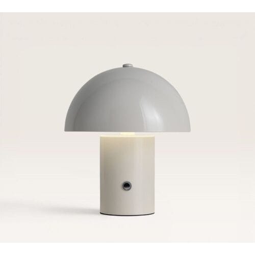 LUSENZ Civaro - Paddenstoellamp oplaadbaar gebroken Wit 20 cm - Draadloze tafellamp - Dimbaar - USB-C - Retro design - Metaal - 3000K/4500K/6000K