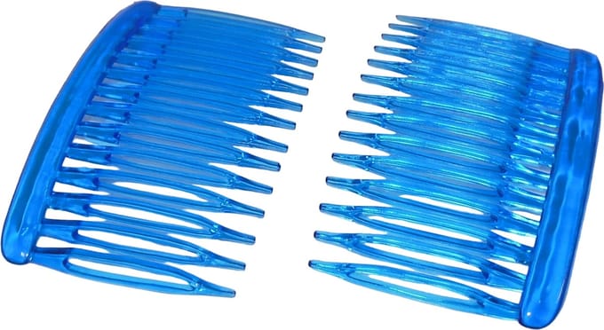 Haarkam-Zijkam transparant blauw grof klein