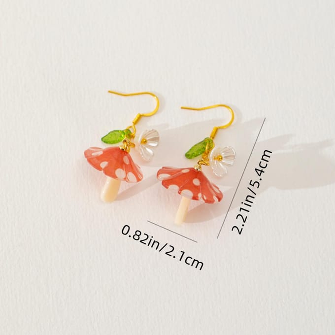 Handgemaakte paddestoelfruit leuke oorbellen met hangertjes rood