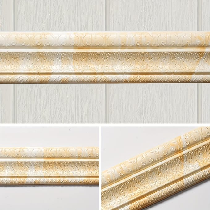 2 Pièces 90' X 3' Inserts en Mousse Flexible Auto-Adhésifs pour Bordures de Ligne Murale Décorative 3D Collées pour Maison, Bureau beige