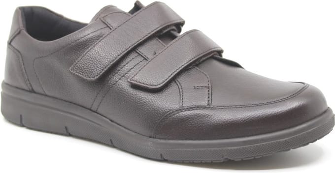 Solidus, 64500 30534, Bruine heren klittenbandschoenen met stretch wijdte K