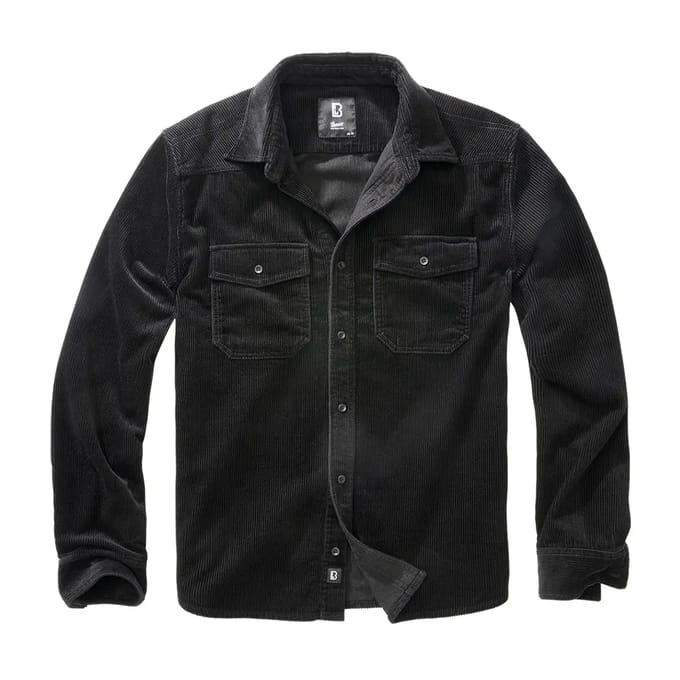 Brandit Klassieke Corduroy Heren Longsleeve - zwart - XXL
