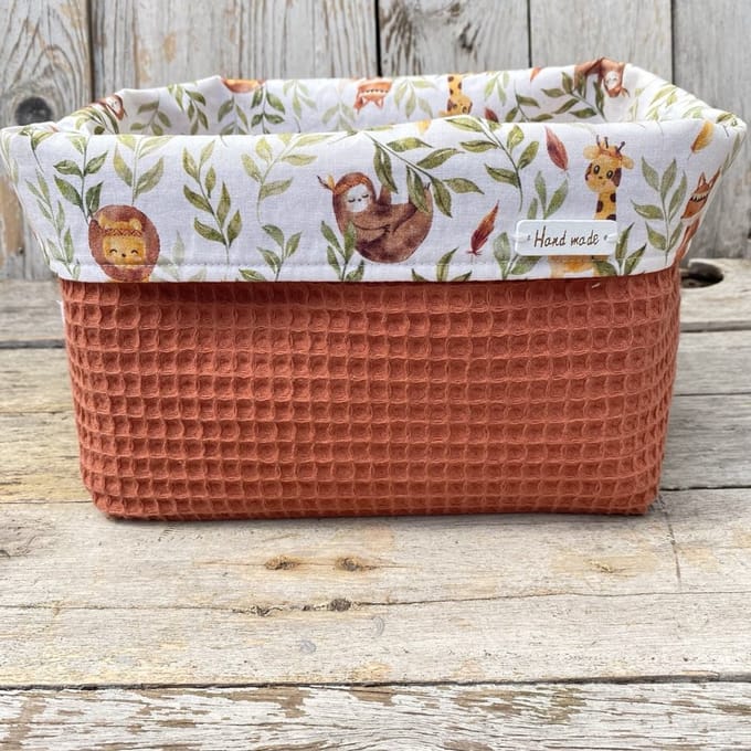 Commodemandje - Safari dieren - Terracotta - Wafelstof