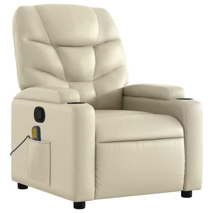 vidaXL - Massagestoel - van - kunstleer - in - crèmekleur