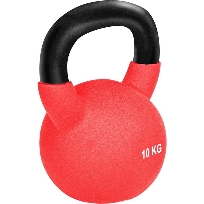 HOMCOM Kettlebell 10 kg gewicht metalen trainingen met handvat en platte bodem voor fitness, bodybuilding thuis