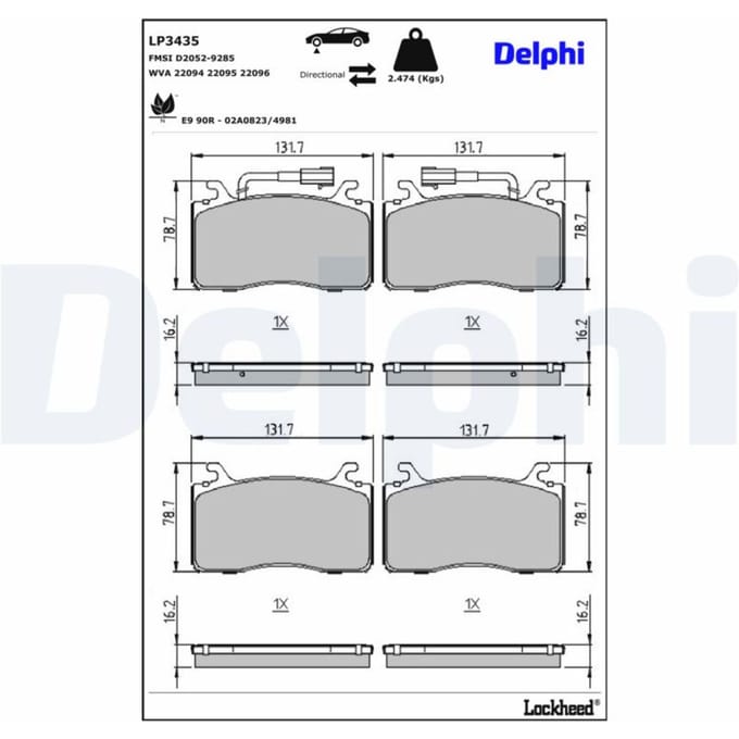 Remblokset DELPHI LP3435, voor