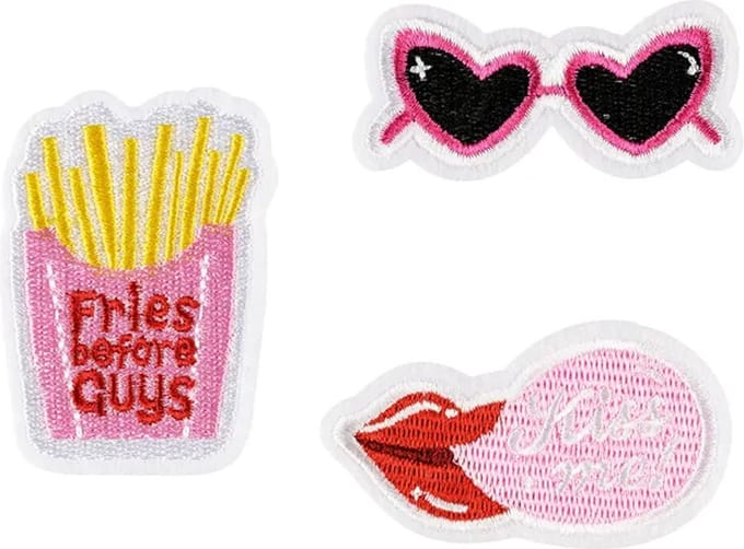 PartyDeco - Iron on patches Kiss me! 3 stuks