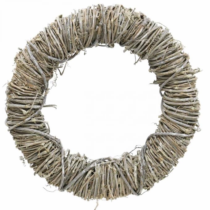 Herfstkrans, deurkrans, Ø30cm, wit, wijnrankdecoratiekrans