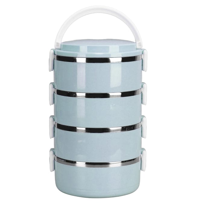 Draagbare 304 Roestvrijstalen Bento Lunchbox Thermische Cilinder Lunchcontainer Voedselbewaarcontainers voor School Kantoor L white