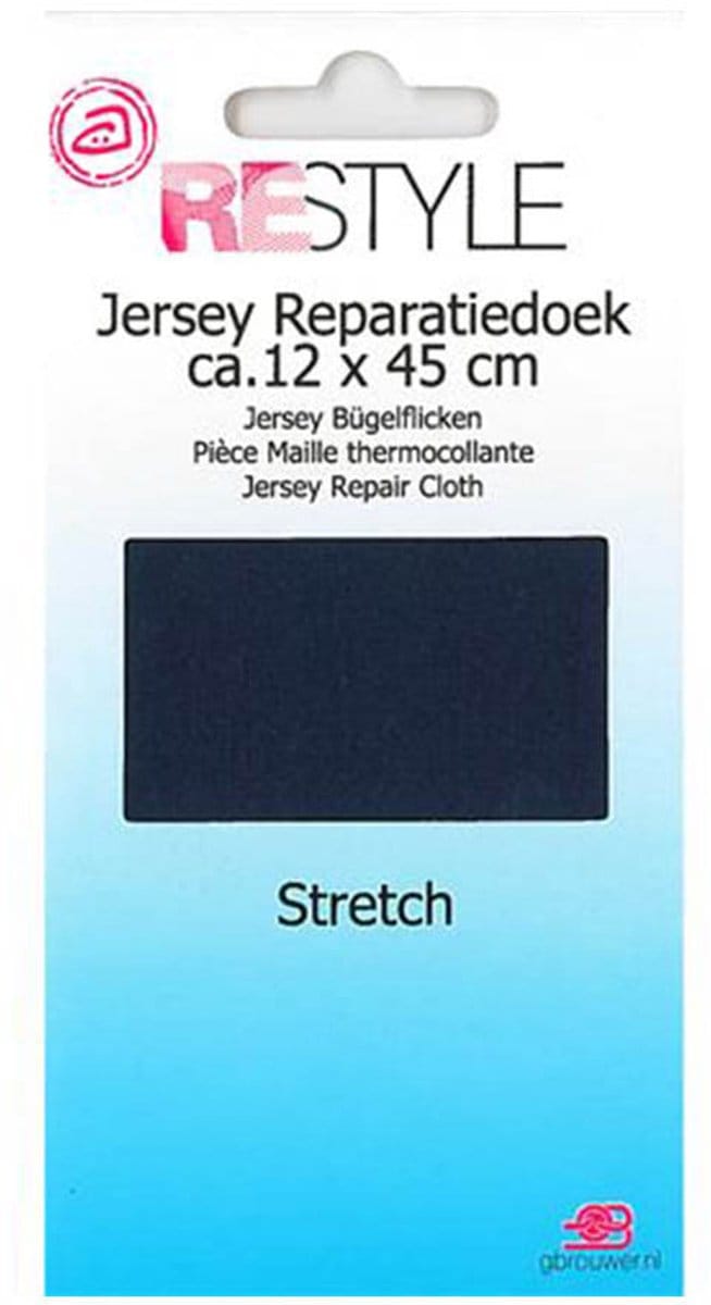 Restyle - Jersey Reparatiedoek Stretch - Strijkbaar -  12 x 45 cm - Marine