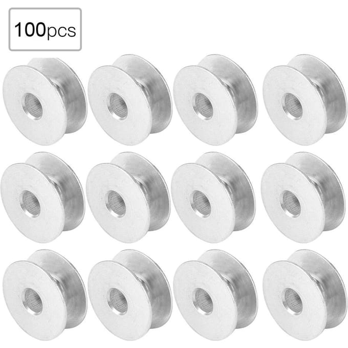 100 stuks Aluminium Spoelen Lege Spoel voor Platte Naaimachine Onderdelen white
