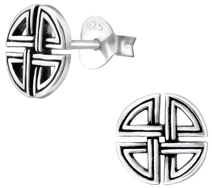 Joy|S - Zilveren Keltische oorbellen - rond 8 mm - geoxideerd - massief - sterling zilver 925