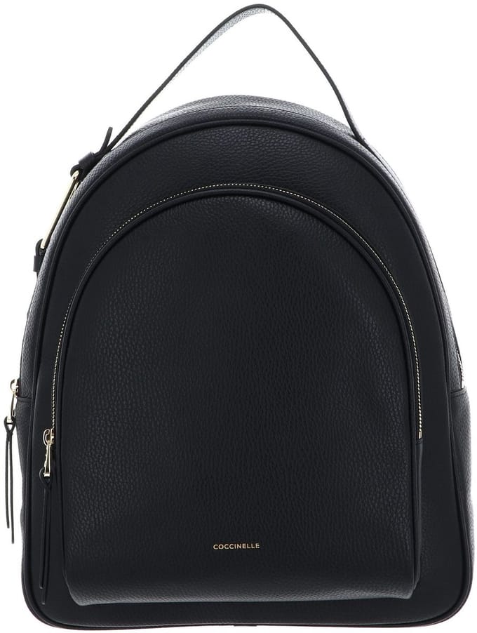 COCCINELLE Leren Rugzak Malory Backpack Grained Leather Noir Zwart