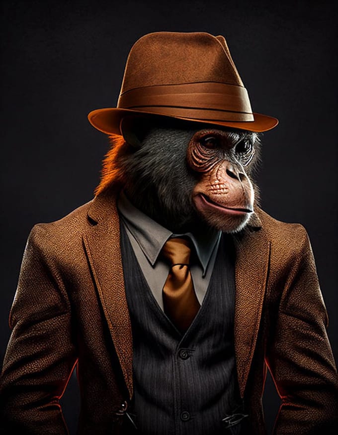 AI - Woondecoratie - Poster - Dieren - Aap - Pak - 31 - 60 x 80 cm