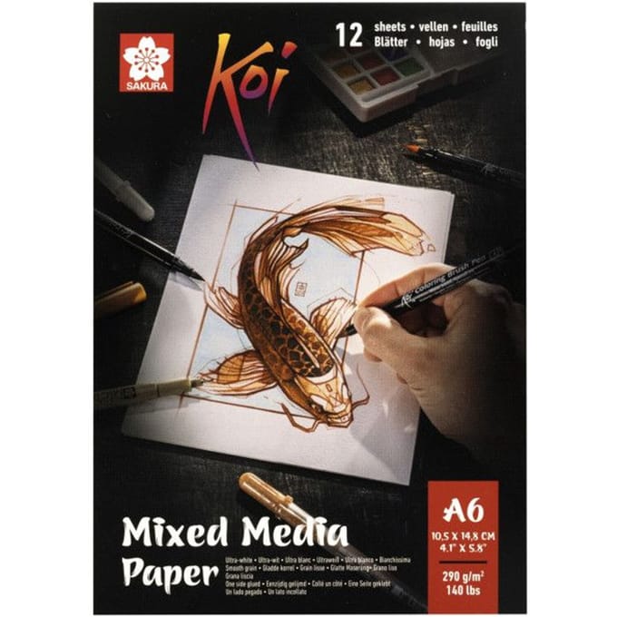 Koi Mixed media papier | 10,5 x 14,8 cm (A6), 290 g, 12 vellen