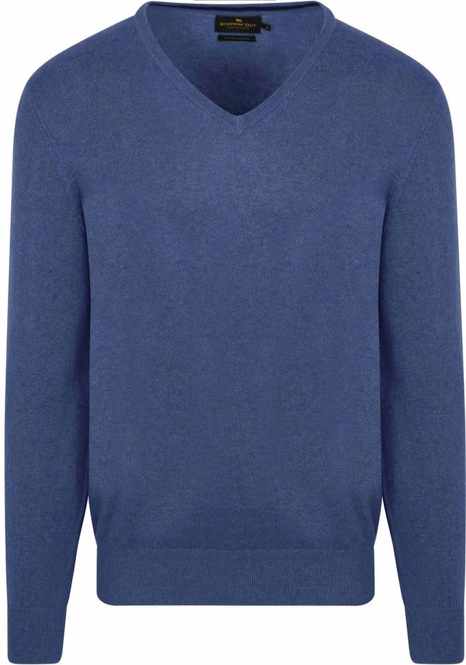 Trui Cashmere V-hals Kobaltblauw - Maat M - Heren - Pullovers