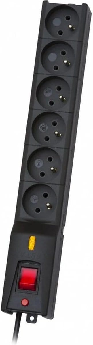 Lestar LX 610 Serie - Stekkerdoos - 3m - Zwart - 6 Stopcontacten