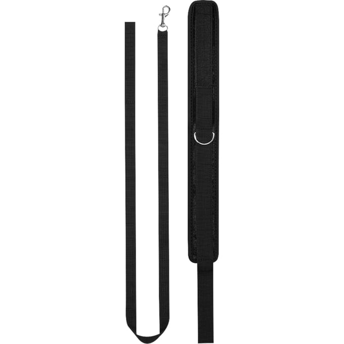 Shots - Ouch! Fluweel Verstelbare Halsband met Riem black