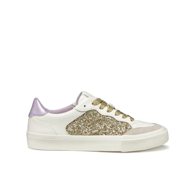 Geox D EMMELENY Dames Optic White/Licht Gouden Sneakers