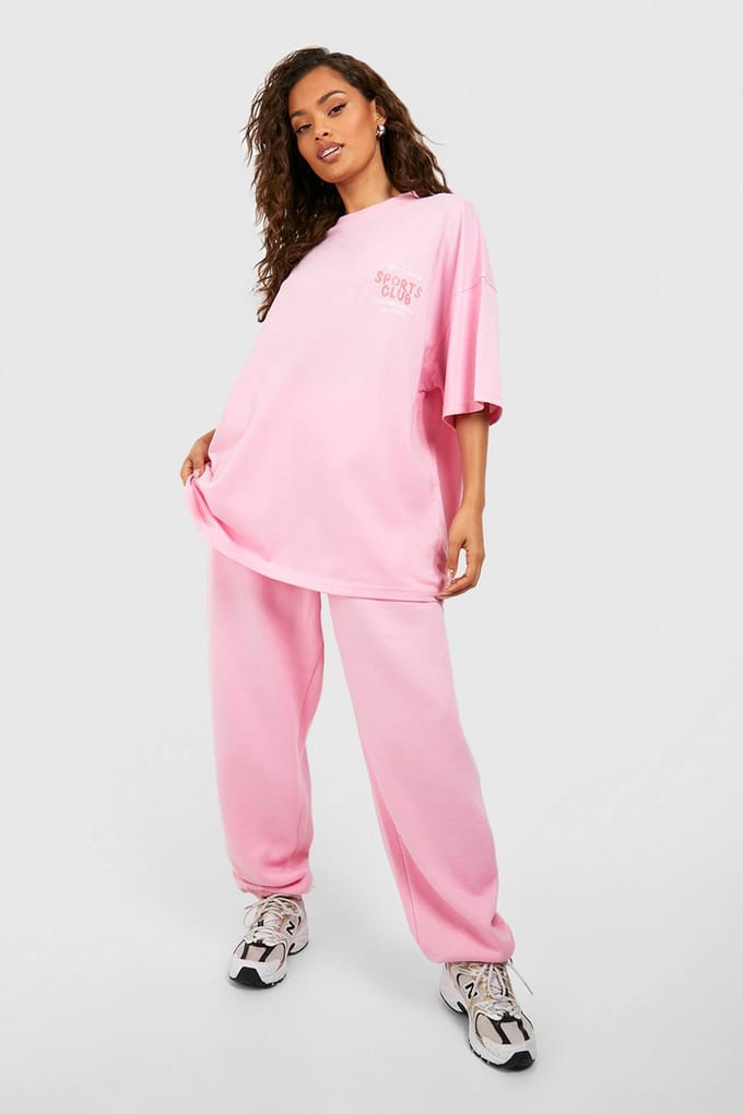 Dames Dsgn Studio Sports Bubble Slogan Oversized T-shirt | Roze | Maat: Small