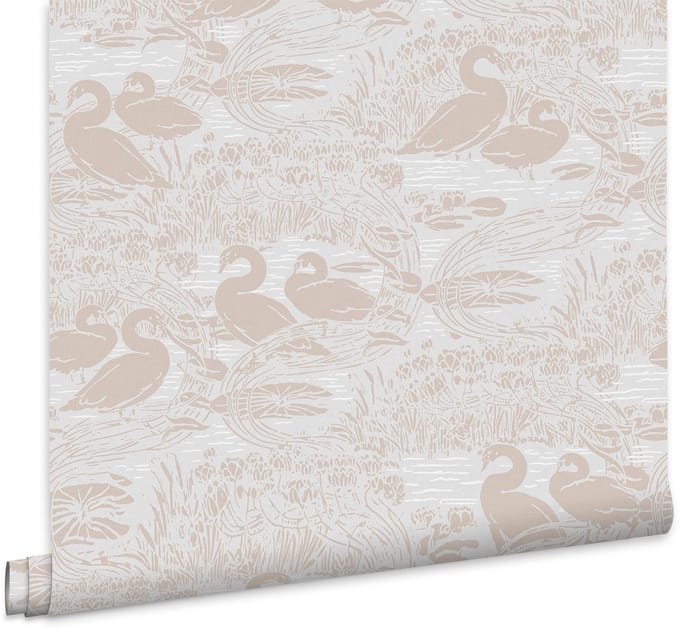 Laura Ashley Swans Behang - Dieren - 10mx52cm - Grijs