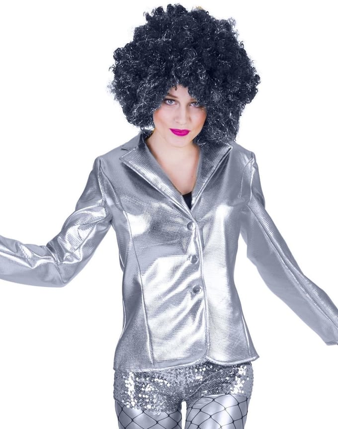 Zilveren disco colbert dames - Maat 44/46