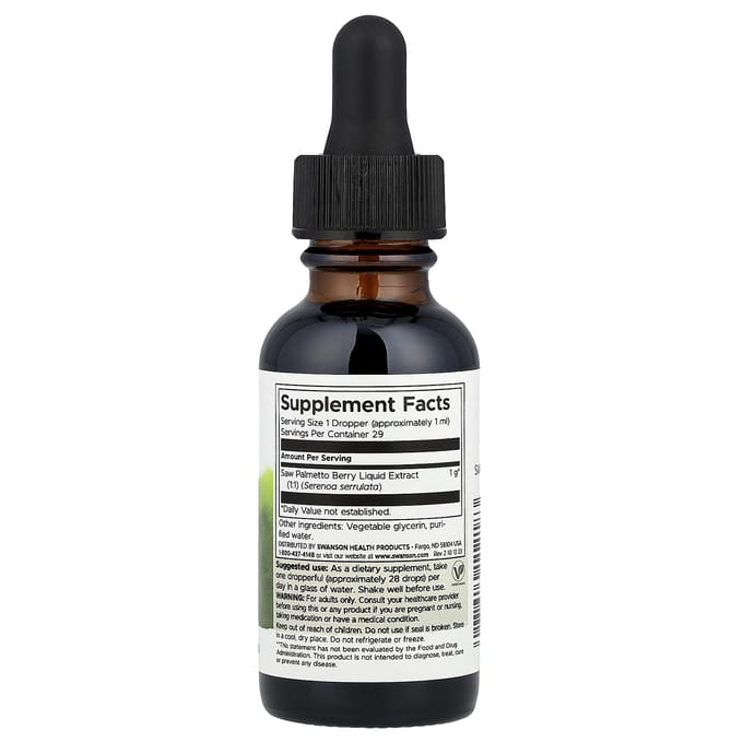 Extrait Liquide de Palmier Nain, Sans Alcool et Sans Sucre, 1 Fl Oz (29.6 ml) (1 G Par Portion)