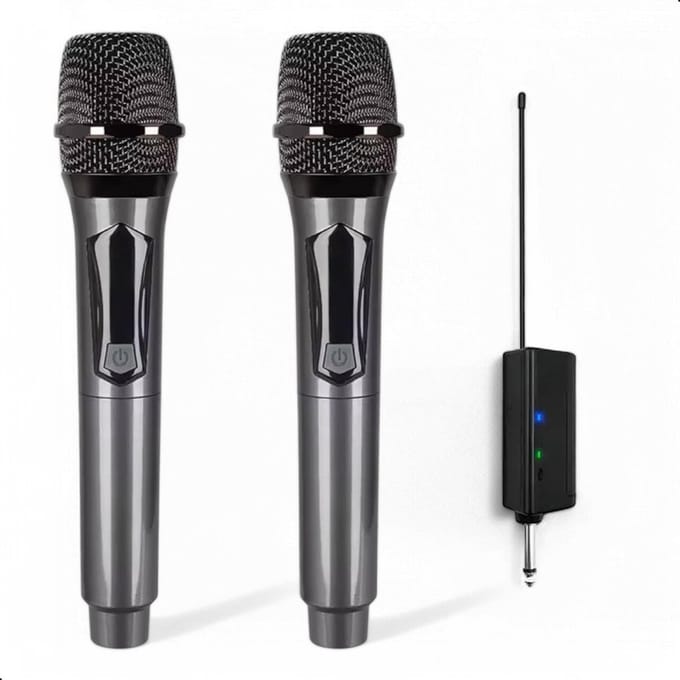 Tech Essentials Draadloze Microfoon - 2 Stuks - USB-C Oplaadbaar - Extra bereik - Karaoke - ASMR - Studio - Geschikt Voor Partybox - 3.5-6.3mm Jack - Dynamisch - Zingen