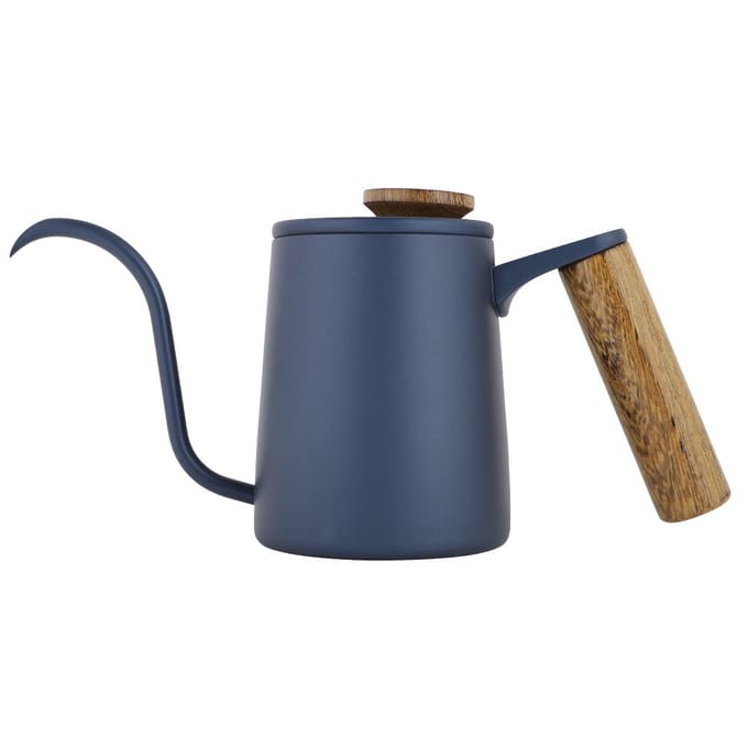 350ml Mode Roestvrijstalen Handvat Druppelkoffiepot Lange Zwanenhals Tuit Ketel(Blauw) blauw