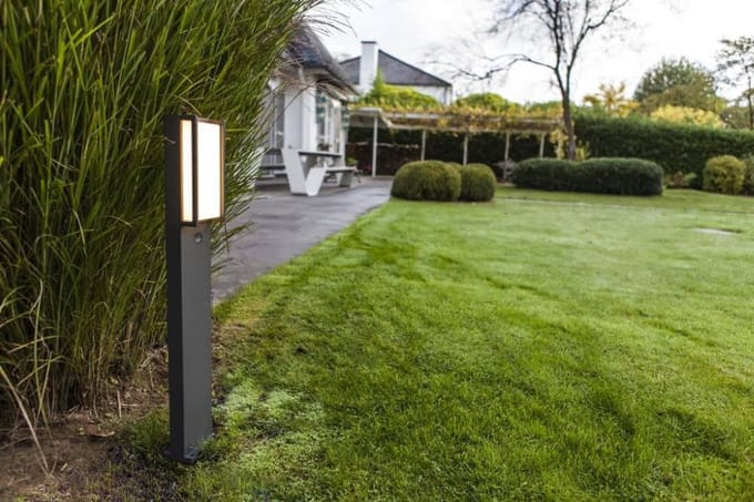 LUTEC Qubo - Tuinpaal met PIR sensor - LED - Donkergrijs
