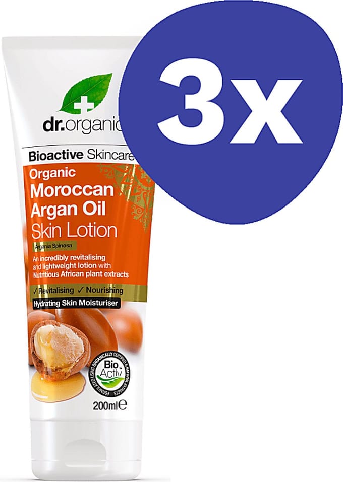 Dr Organic Argan Olie Bodylotion (3x 200ml)
